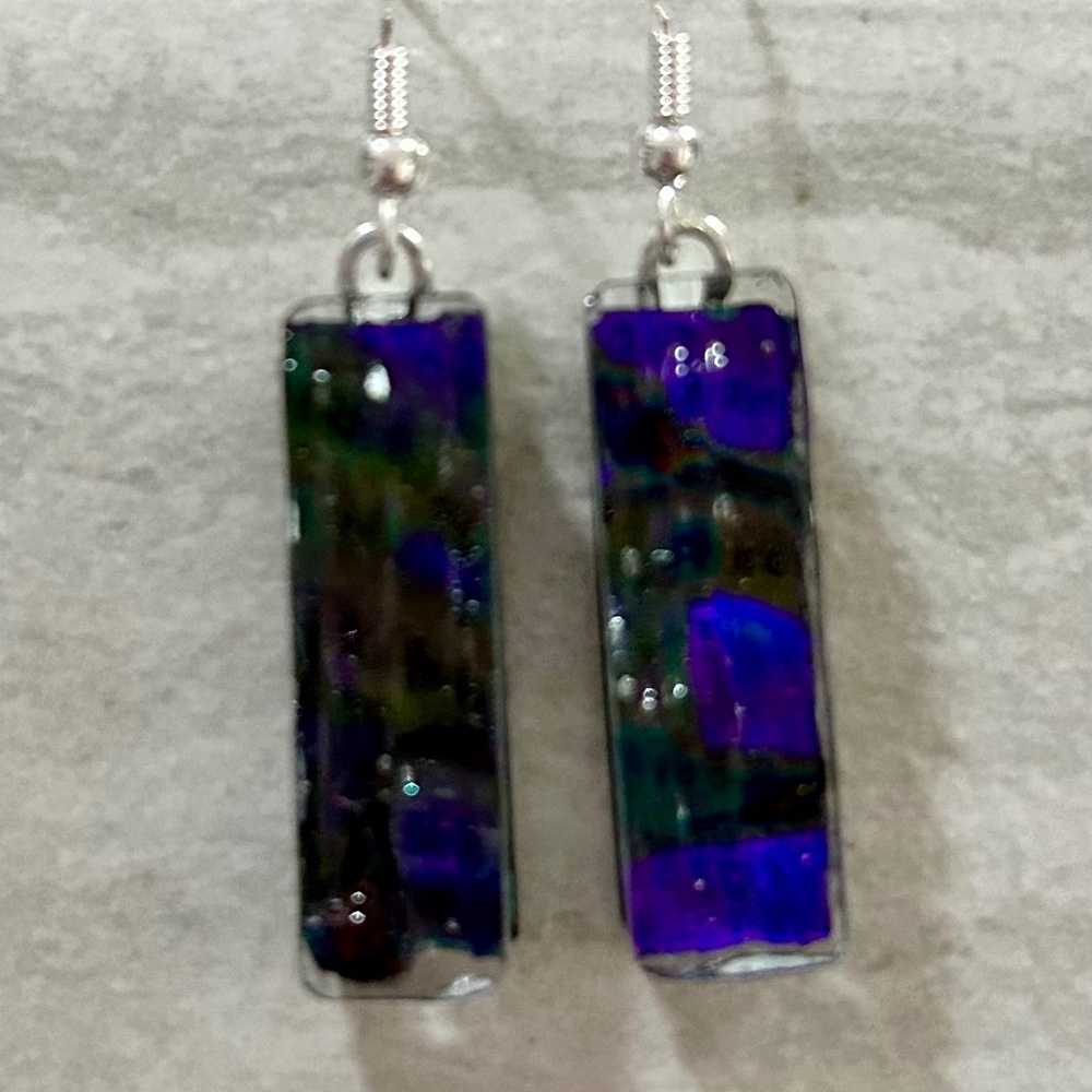 Fused glass dangle earrings